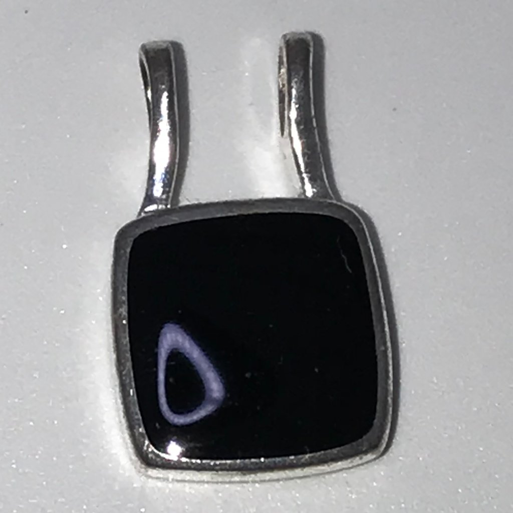 Sterling Silver And Onyx Square Pendant